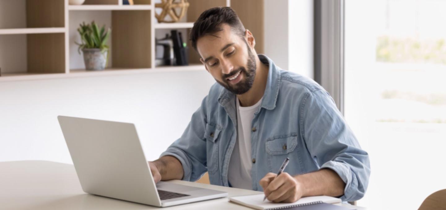 Entrepreneur working on business strategy and financial planning